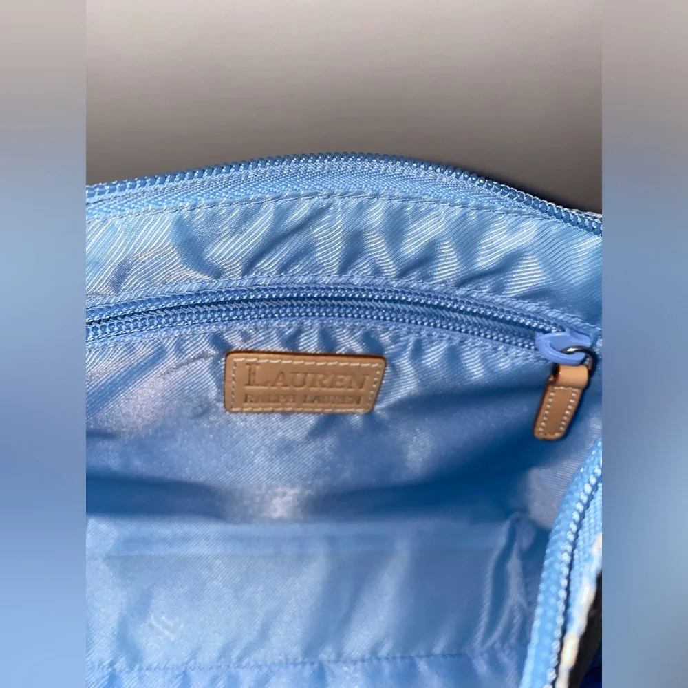 Small Lauren Ralph Lauren Hobo Plaid Blue Handbag - Picture 4 of 14